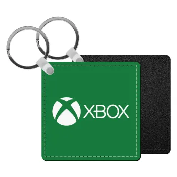 xbox, Μπρελόκ Δερματίνη, τετράγωνο ΜΑΥΡΟ (5x5cm)
