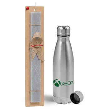 xbox, Πασχαλινή Λαμπάδα με μεταλλικό παγούρι Inox (750ml) & κερί αρωματικό πλακέ (30cm) (ΓΚΡΙ)