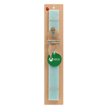 xbox, Easter Set, wooden keychain & aromatic flat Easter candle (30cm) (TURQUOISE)