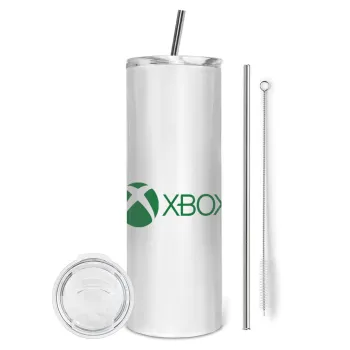 xbox, Tumbler ποτήρι θερμό από ανοξείδωτο ατσάλι 600ml, με μεταλλικό καλαμάκι & βούρτσα καθαρισμού