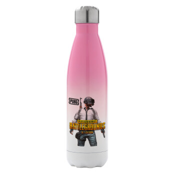 PUBG battleground royale, Metal mug thermos Pink/White (Stainless steel), double wall, 500ml