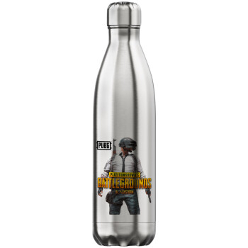 PUBG battleground royale, Μεταλλικό παγούρι θερμός Inox (Stainless steel), διπλού τοιχώματος, 750ml
