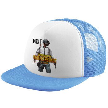 PUBG battleground royale, Καπέλο παιδικό Soft Trucker με Δίχτυ Γαλάζιο/Λευκό