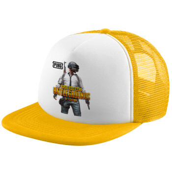 PUBG battleground royale, Καπέλο παιδικό Soft Trucker με Δίχτυ Κίτρινο/White 
