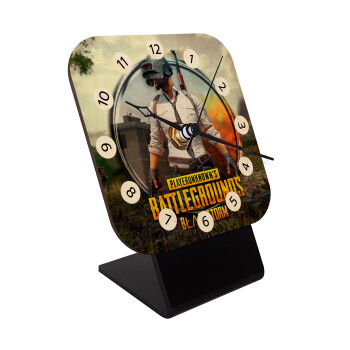 PUBG battleground royale, Quartz Table clock in natural wood (10cm)