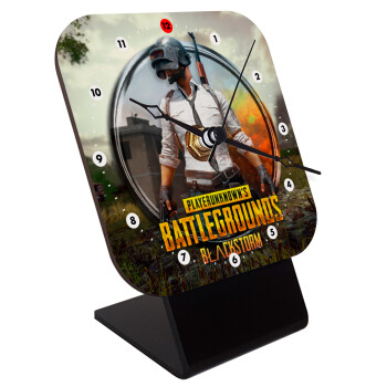 PUBG battleground royale, Quartz Wooden table clock with hands (10cm)