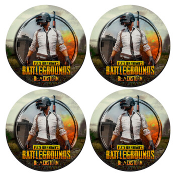 PUBG battleground royale, SET of 4 round wooden coasters (9cm)