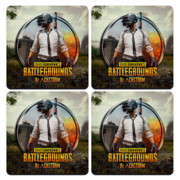 PUBG battleground royale, ΣΕΤ 4 Σουβέρ ξύλινα τετράγωνα (9cm)