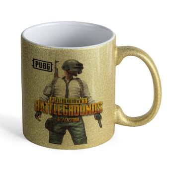 PUBG battleground royale, Κούπα Χρυσή Glitter που γυαλίζει, κεραμική, 330ml