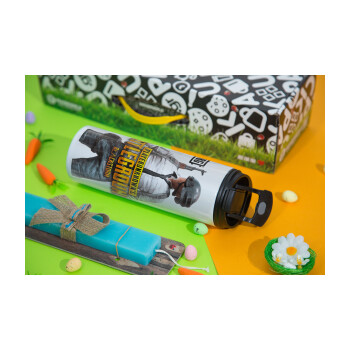 PUBG battleground royale, Easter candle,Travel Tumbler 2 Lids, with metal straw & cleaning brush & aromatic flat candle (30cm) (BLUE)