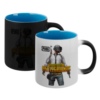 PUBG battleground royale, Κούπα Μαγική εσωτερικό μπλε, κεραμική 330ml που αλλάζει χρώμα με το ζεστό ρόφημα
