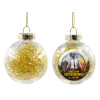 Transparent Christmas tree ball ornament with gold filling 8cm