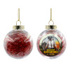 Transparent Christmas tree ball ornament with red filling 8cm