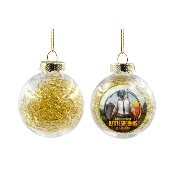 PUBG battleground royale, Χριστουγεννιάτικη μπάλα δένδρου διάφανη με χρυσό γέμισμα 8cm