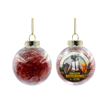 PUBG battleground royale, Χριστουγεννιάτικη μπάλα δένδρου διάφανη με κόκκινο γέμισμα 8cm