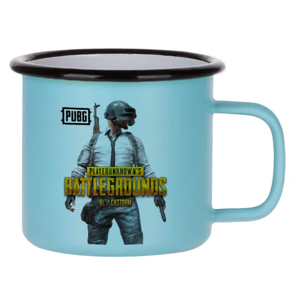 PUBG battleground royale — Κούπα Μεταλλική εμαγιέ ΜΑΤ σιέλ 360ml