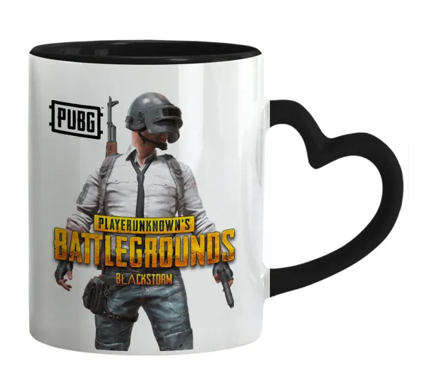 PUBG battleground royale — Mug heart black handle, ceramic, 330ml