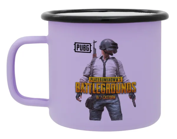 PUBG battleground royale — Metal enamel mug, matte light pastel purple, 360ml