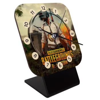 PUBG battleground royale, Quartz Table clock in natural wood (10cm)