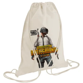 PUBG battleground royale, Τσάντα πλάτης πουγκί GYMBAG natural (28x40cm)