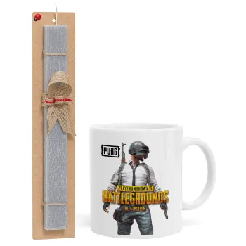 PUBG battleground royale, Easter Set, Ceramic Cup (330ml) & Easter aromatic flat candle (30cm) (GRAY)