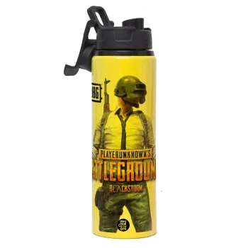 PUBG battleground royale, Metallic water bottle with safety lid, 850ml aluminum
