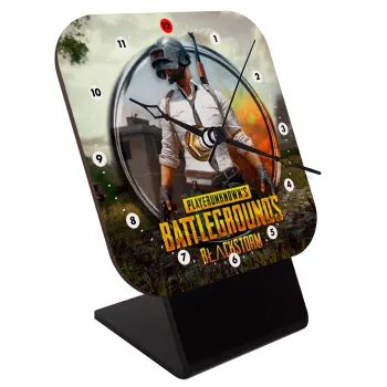 PUBG battleground royale, Quartz Wooden table clock with hands (10cm)