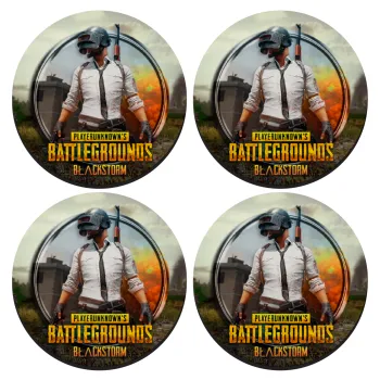 PUBG battleground royale, SET of 4 round wooden coasters (9cm)