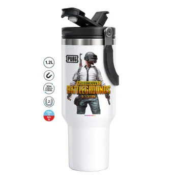 PUBG battleground royale, Mega Tumbler με καπάκι, διπλού τοιχώματος (θερμό) 1,2L
