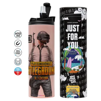 PUBG battleground royale, Tumbler stainless steel PINK 600ml