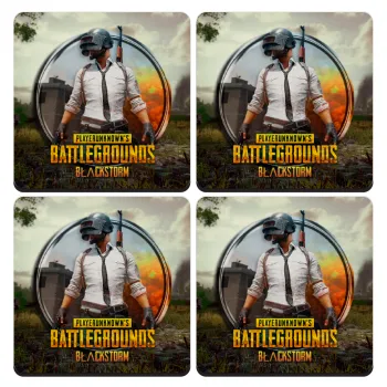 PUBG battleground royale, ΣΕΤ 4 Σουβέρ ξύλινα τετράγωνα (9cm)
