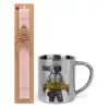 Easter Set, metallic thermal cup (300ml) & aromatic flat Easter candle (30cm) (PINK)