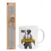 Easter Set, Ceramic Cup (330ml) & Easter aromatic flat candle (30cm) (GRAY)