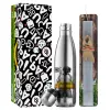 Easter Set, metallic stainless thermos flask (500ml) & scented flat Easter candle (30cm) (GRAY)