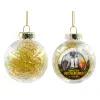 Transparent Christmas tree ball ornament with gold filling 8cm
