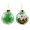 Transparent Christmas tree ball ornament with green filling 8cm