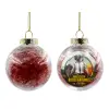 Transparent Christmas tree ball ornament with red filling 8cm