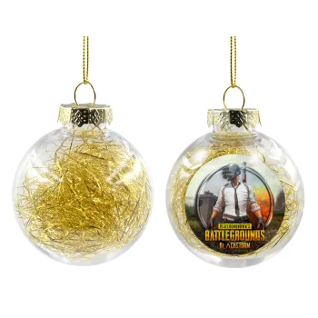 PUBG battleground royale, Transparent Christmas tree ball ornament with gold filling 8cm