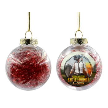 PUBG battleground royale, Transparent Christmas tree ball ornament with red filling 8cm