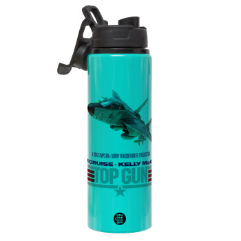 Top Gun, Metallic water bottle with safety lid, 850ml aluminum
