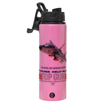Top Gun, Metallic water bottle with safety lid, 850ml aluminum