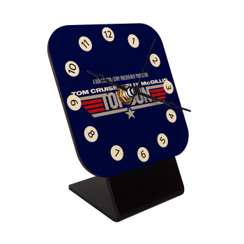 Top Gun, Quartz Table clock in natural wood (10cm)