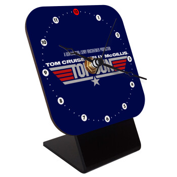 Top Gun, Quartz Wooden table clock with hands (10cm)