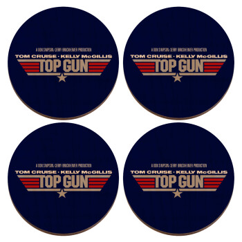 Top Gun, ΣΕΤ x4 Σουβέρ ξύλινα στρογγυλά plywood (9cm)