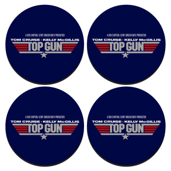 Top Gun, SET of 4 round wooden coasters (9cm)