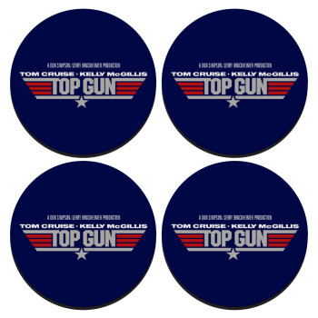 Top Gun, ΣΕΤ 4 Σουβέρ ξύλινα στρογγυλά (9cm)