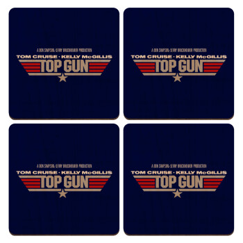 Top Gun, ΣΕΤ x4 Σουβέρ ξύλινα τετράγωνα plywood (9cm)