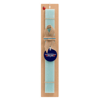 Top Gun, Easter Set, wooden keychain & aromatic flat Easter candle (30cm) (TURQUOISE)