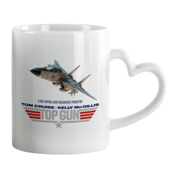 Top Gun, Κούπα καρδιά χερούλι λευκή, κεραμική, 330ml