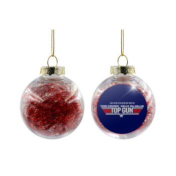 Top Gun, Χριστουγεννιάτικη μπάλα δένδρου διάφανη με κόκκινο γέμισμα 8cm
